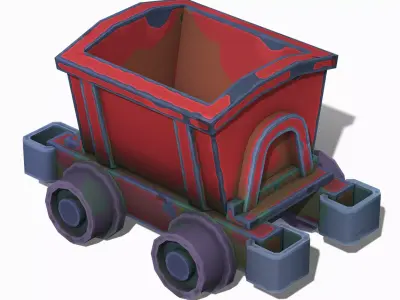 Stylized Mine Wagon - PBR Game Ready Low-poly 3D model