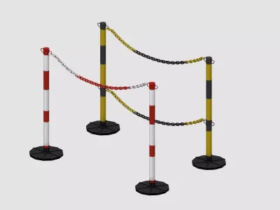 Colorful metal barriers Low-poly 3D model