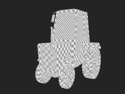 Old rusty tractor  Low-poly 3D model
