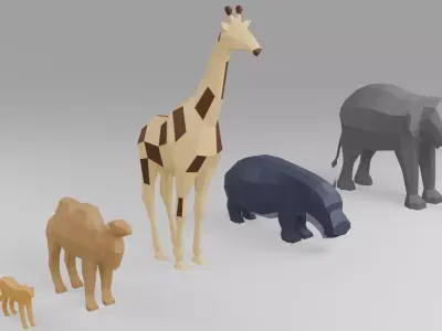 LowPoly Desert Animals Low-poly 3D model