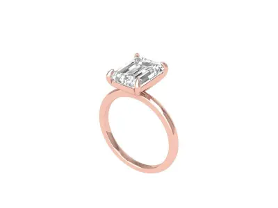 Emerald Solitaire Ring 3D print model 7