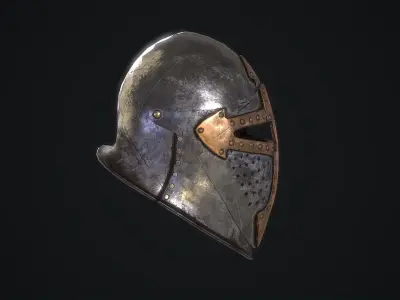 Medieval Helmet Low-poly 3D model 3