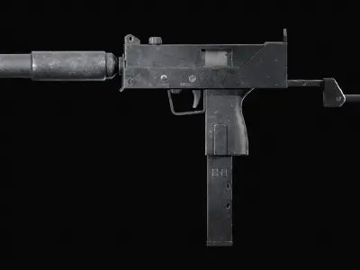 Mac 10 90mm Low-poly 3D model