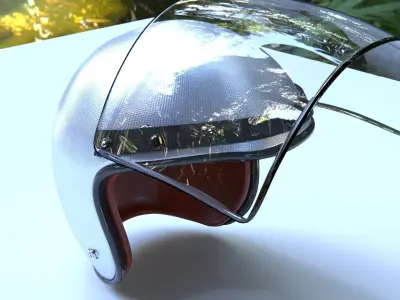 Motorcycle Helmet with Visor Vintage Low-poly 3D model