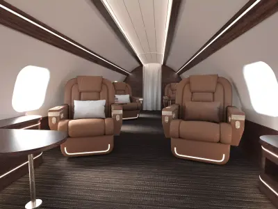 Luxory Private Jet LOW POLY BAKED TEXTURE 3D model