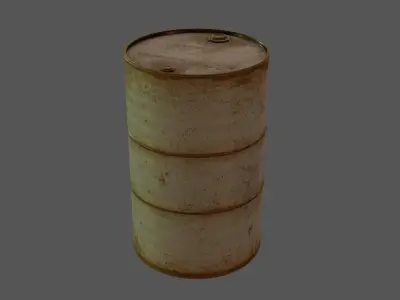 White Rusty Oil Drum Low-poly 3D model