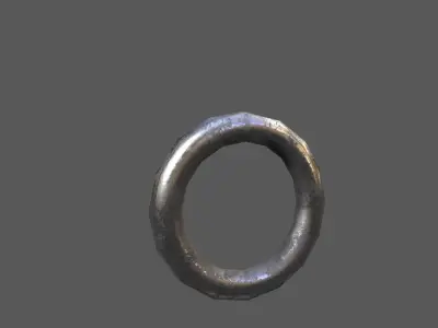 Padlock and chain ring Low-poly 3D model