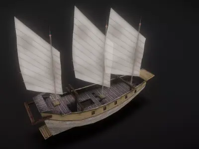 Ancient sailboat Low-poly 3D model