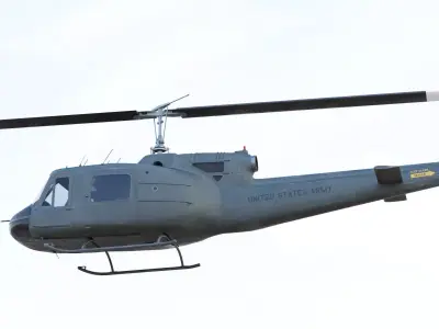 Iroquois UH-1 Huey Military Helicopter  3D model
