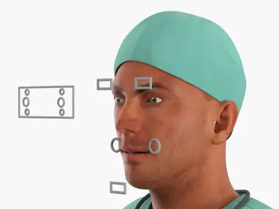  Hospital Doctor Figure T Pose Green Rigged 