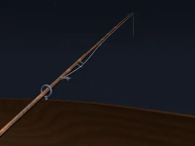 Boat with fishing rod Low-poly 3D model