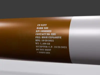 US Navy Mk 13 torpedo game model Low-poly 3D model