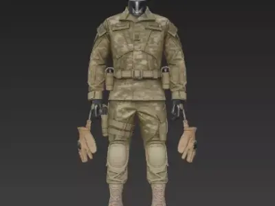 Military Combat Uniform - Tactical BDU with Field-Ready Details 3D model