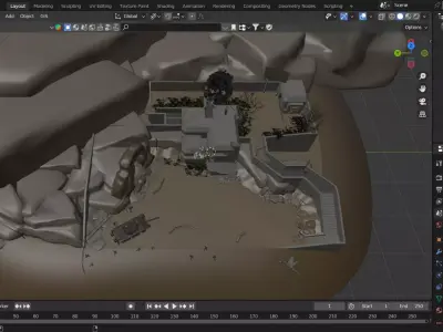 Battle Map Level Game Ready Low-poly 3D model