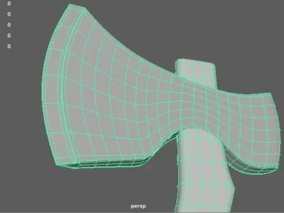 3D Ax Model axe in middle of field Low-poly 3D model