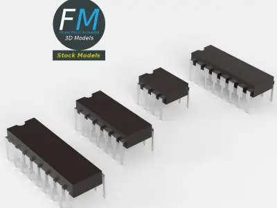 Integrated circuits chips 3D model