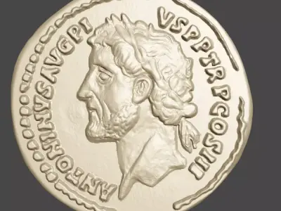  ANTONINUS PIUS AUREUS ROME AU50-53 GOLD RIC108C 3D print model