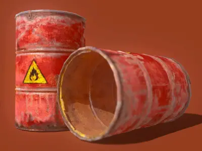 Red Oil Barrel Low-poly 3D model
