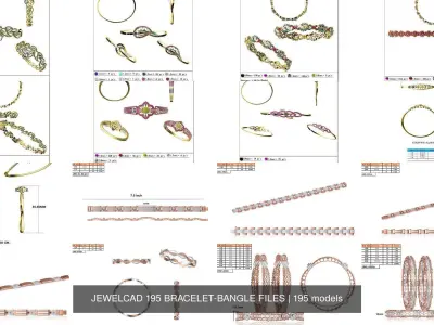 JEWELCAD 195 BRACELET-BANGLE FILES 3D Model Pack
