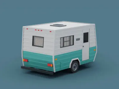Stylized Small Camper Trailer Classic  Low-poly 3D model