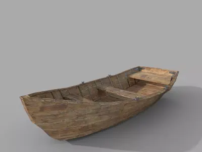 Classic wood Boat Low-poly 3D model