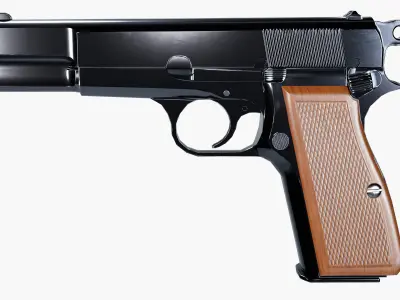 Hi-Power Pistol - Rigged Low-poly 3D model