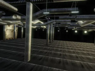 Factory room with pipes in it Low-poly 3D model