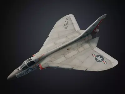  Douglas F4D Skyray jet fighter Hand painted game model Low-poly 3D model