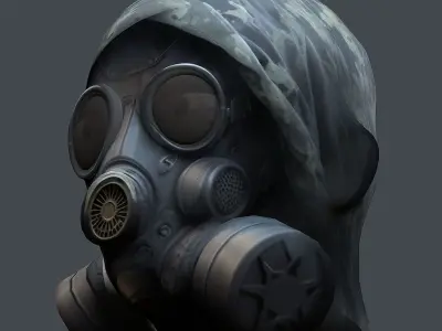 Gas mask helmet 3d model military combat Low-poly  Low-poly 3D model 2