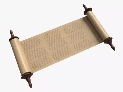 Ancient Scroll With Wooden Rods Old text 02 3D model