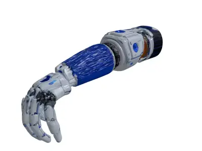 Cybernetic Arm with Chrome Wires 3D model