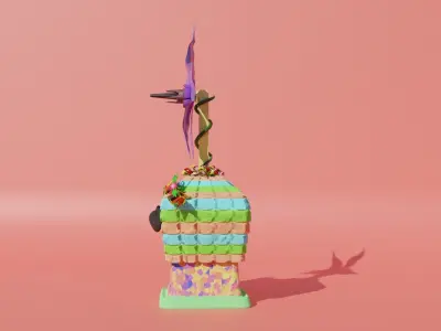 Cartoon Wind Mill Low-poly 3D model