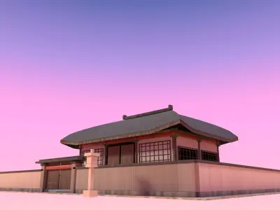 Korean Traditional Hanok House - Weathered PBR Low Poly 3D Model Low-poly 3D model