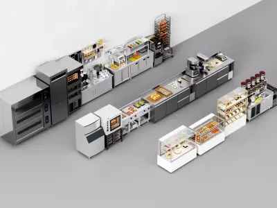 Bakery Cafe Kitchen Interior 3D Model Low-poly 3D model