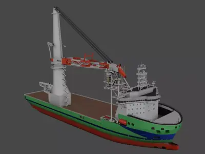 Offshore Heavy Lift Installation Vessel Low-poly 3D model