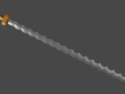 Flamberge sword with Langsax handle Low-poly 3D model