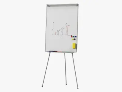 Flip Chart Stand with Magnets and Sponge 3D model