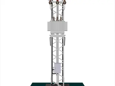 Cable Feeded Tower Transformer Station Free 3D model