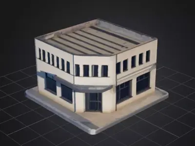 low poly commercial building 3D model
