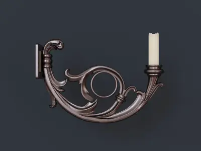 Classic wall candle lamp Free low-poly 3D model
