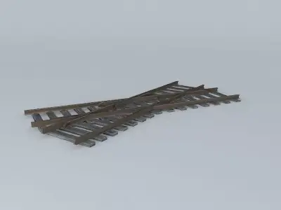 Eco Rail Track Small Crossing Old Wooden Split Sleepers Free 3D model