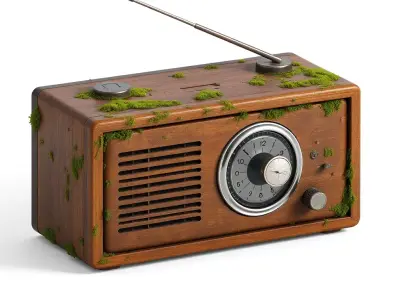 Weathered Vintage Wooden Radio Low-poly 3D model