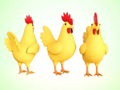 Cartoon Chicken Cute 04 Low-poly 3D model