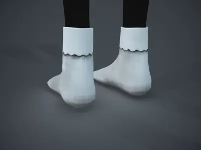 White Socks Style 1  Low-poly 3D model
