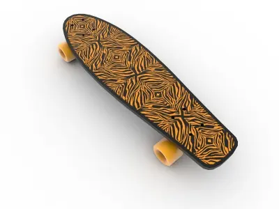 Skateboard with zebra pattern Low-poly 3D model