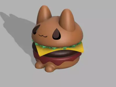 Catburger n w n bunny with collar 3D model