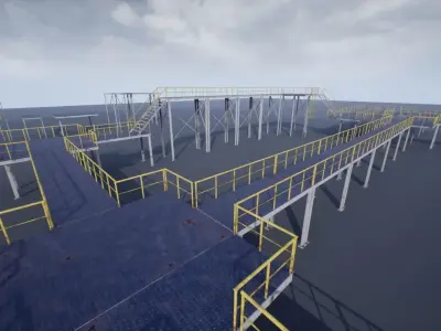 Modular industrial platform UE4 Low-poly 3D model
