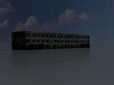 Old military barrack version 1 ruin 13 Low-poly 3D model