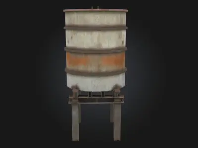 Reservoir Tower  Elevated Utility with Industrial Character 3D model