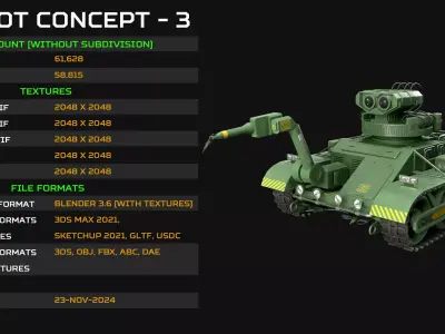 Robot Concept-3-Forest-Clean Low-poly 3D model